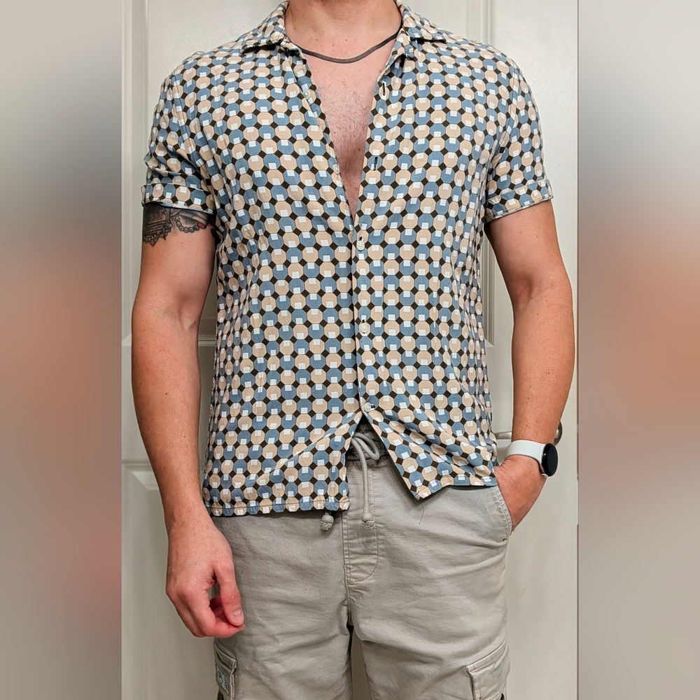 Express Men's Casual Button Down Shirt - Black, Blue, White